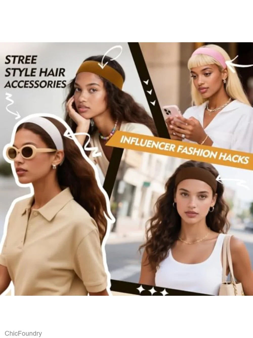 8 Pack Stretchy Headbands for Women, Polyester-Spandex, Workout & Yoga Hair